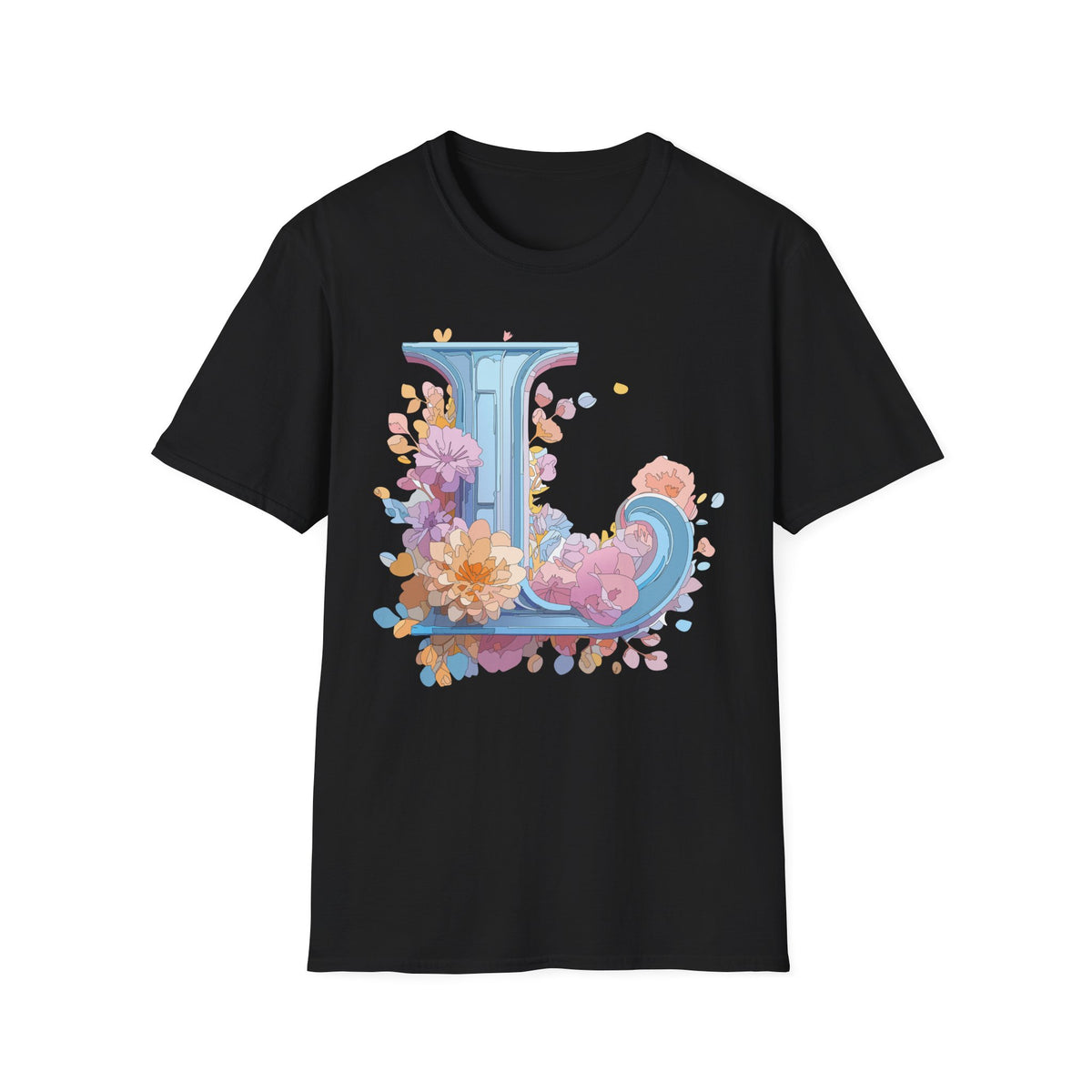Floral Letter L T-Shirt | Monogram Initial Tee
