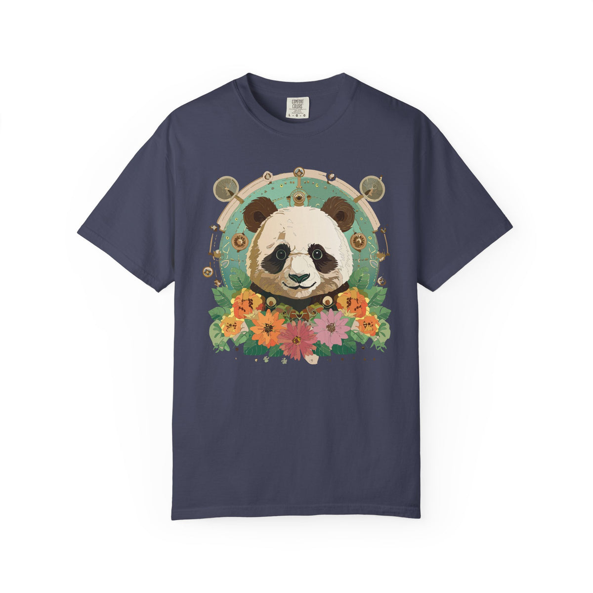 Panda Portrait T-Shirt Unisex Cotton Floral Chinese Graphic Circle Animal Art Tee p3