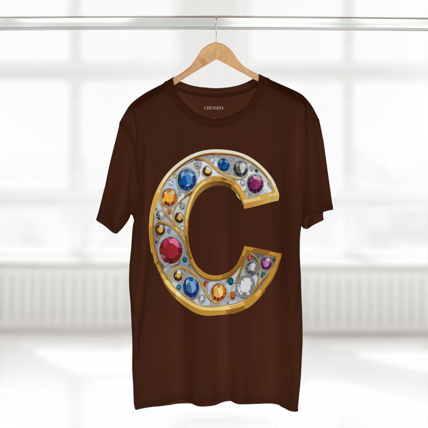 Letter C Graphic Design Tee Unisex 100 Cotton With Antique Gold Letters Artwork T-Shirt