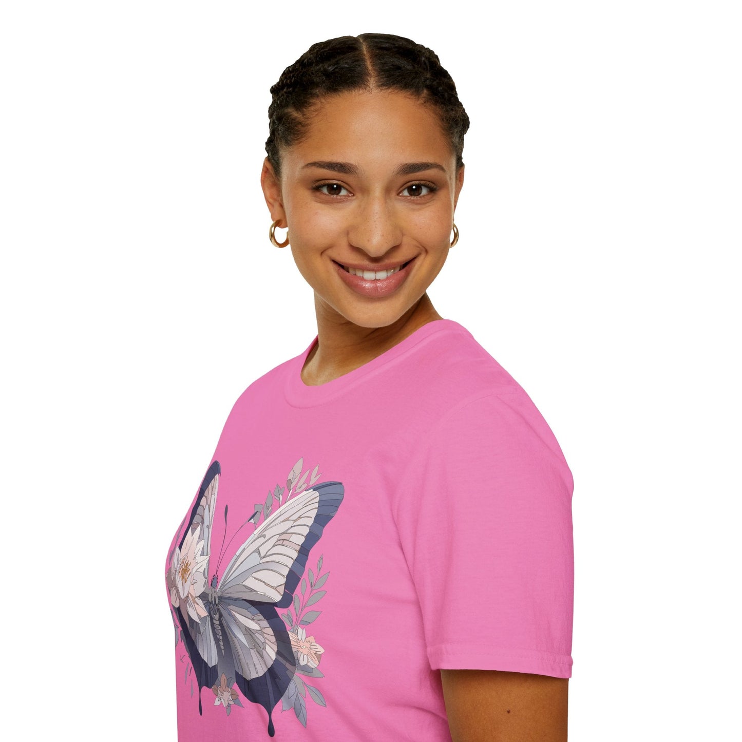 Butterfly T Shirt Unisex Monarch Print Softstyle Cotton Tee for Everyday Comfort