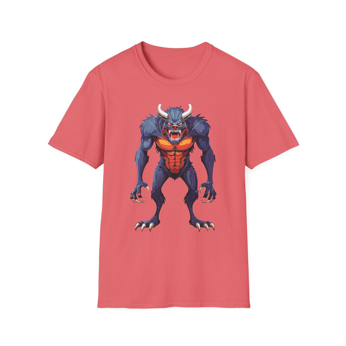 Werewolf Monster T-Shirt — Fierce Halloween Creature Cartoon Graphic Tee Unisex 100 Cotton Gildan T-Shirt