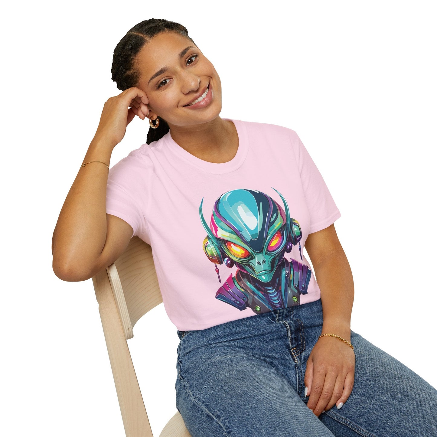 Alien Graphic Unisex Cotton Softstyle UFO Artwork Tee 1