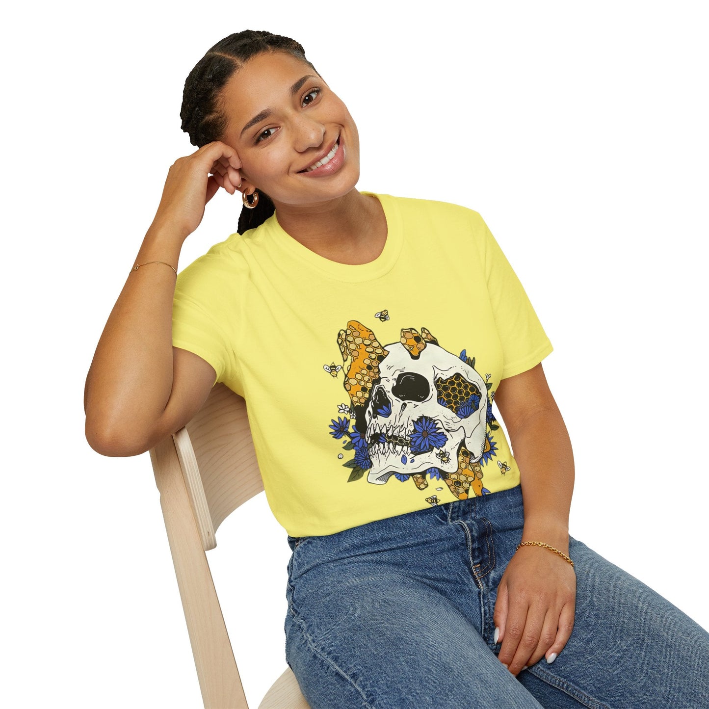 Skull Tee Shirt Unisex Skeleton Design Gildan Softstyle 64000 100 Percent Ring Spun Cotton Tee