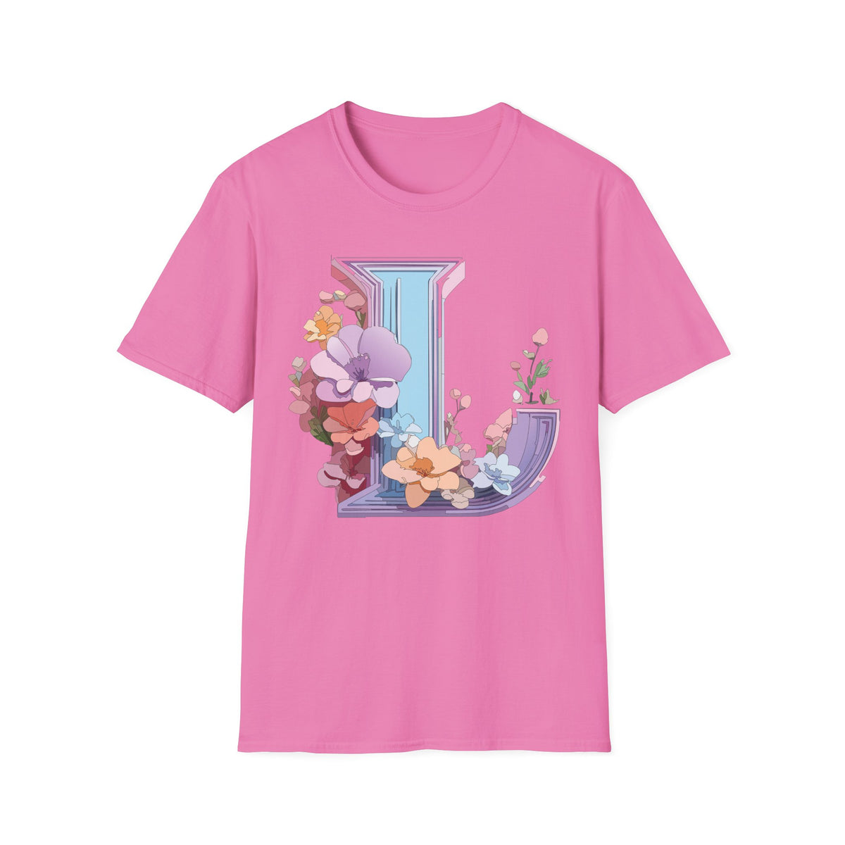 Floral Letter L T-Shirt | Botanical Initial Monogram Tee