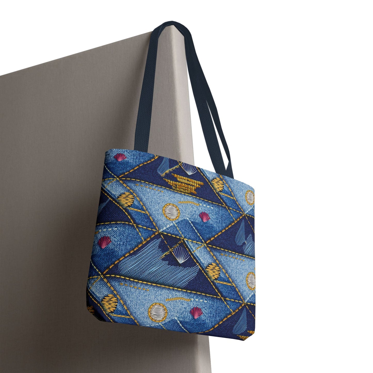 Denim Fabric Imitation Print Unisex Canvas Bag Poly Spun 3 Sizes Tote Bag 182-23