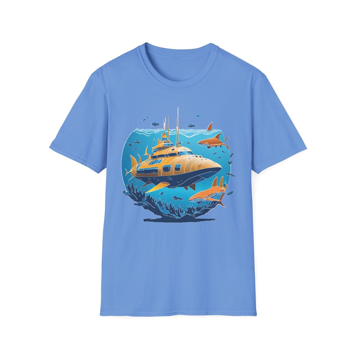 Ocean T Shirt Unisex Gildan Softstyle 64000 100 Percent Cotton Ring Spun U Boat Design Graphic