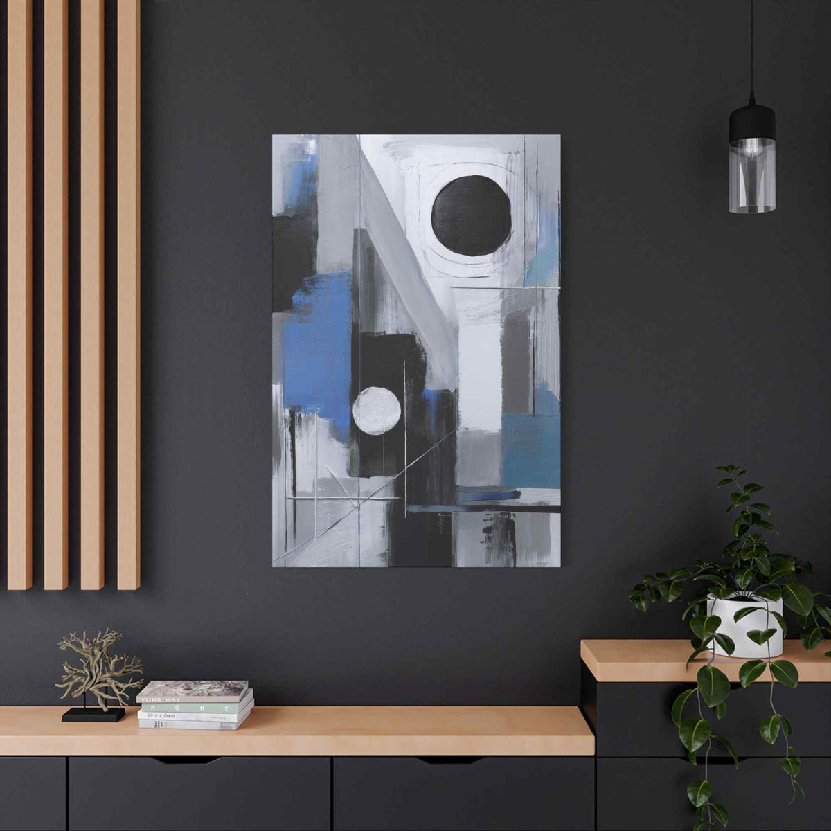 Blue Abstract Painting Print Canvas 20x24,20x30,24x30, 24x32,24x36,30x40, 32x48,36x48,40x60 Pine-Wood Inner Frame ABS-27