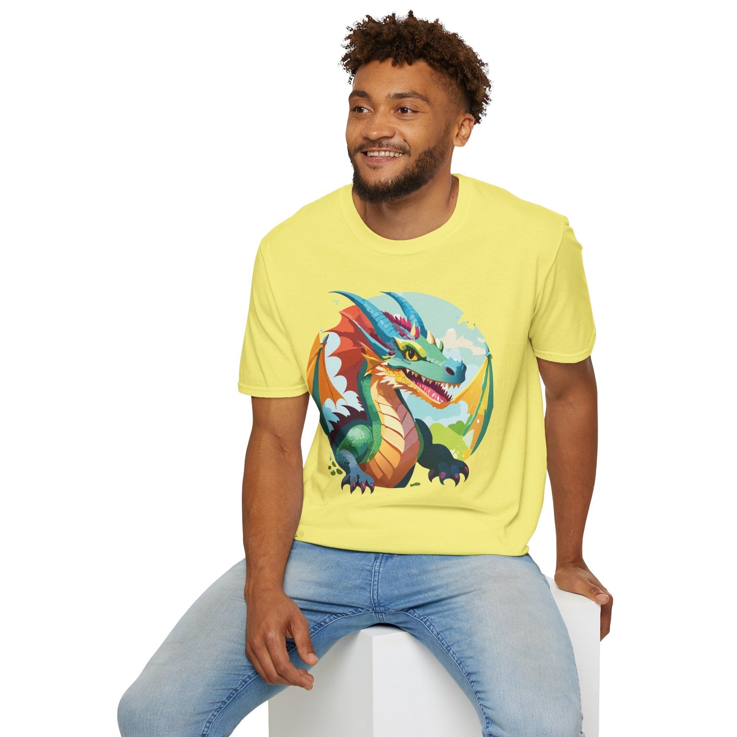 Unisex Dragon Graphic Tee By Gildan Softstyle 64000 Short Sleeve Cotton Tee Art Design