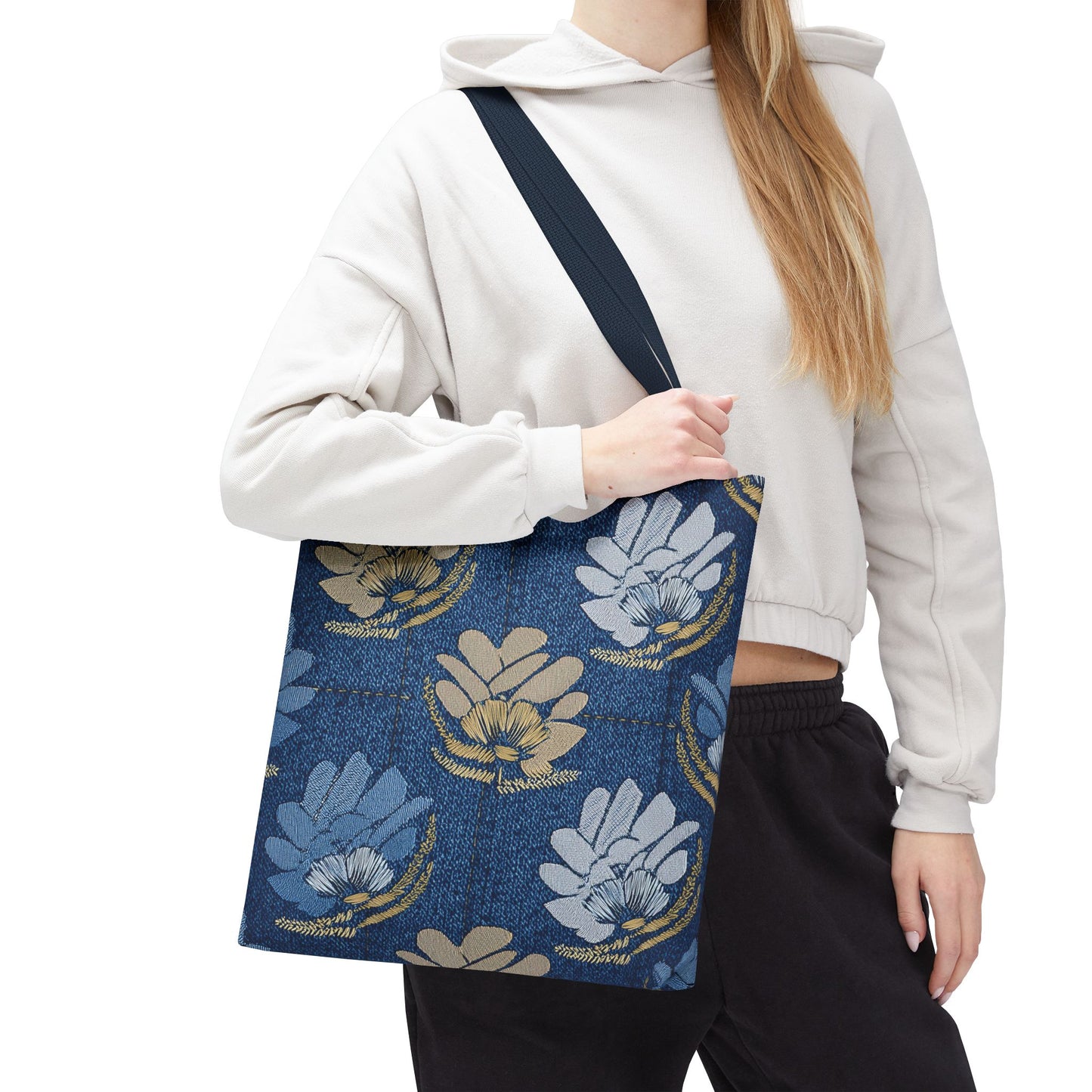 Denim Fabric Imitation Print Unisex Canvas Bag Poly Spun 3 Sizes Tote Bag 119