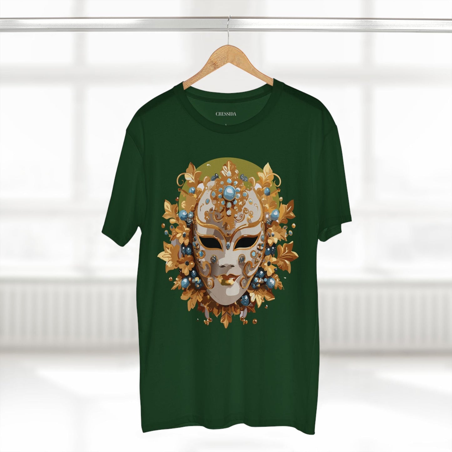 Carnival Mask Graphic T-Shirt Unisex 100 Cotton With Antique Gold Art Design Tee 8