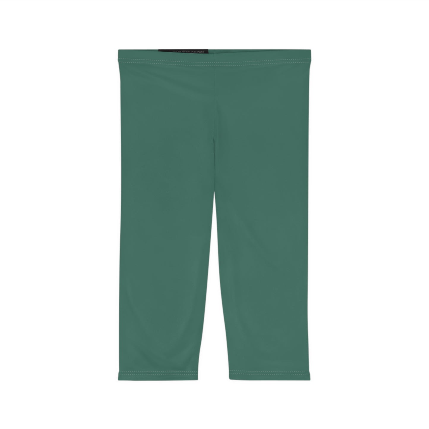 Deep Teal Color Women's Brushed Suede Poly Span Casual Capri Leggings XS-2XL