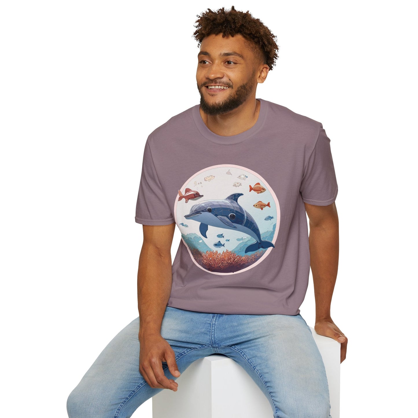 Dolphin Shirt Unisex Softstyle Tee One Hundred Percent Ring Spun Cotton Lightweight Comfort