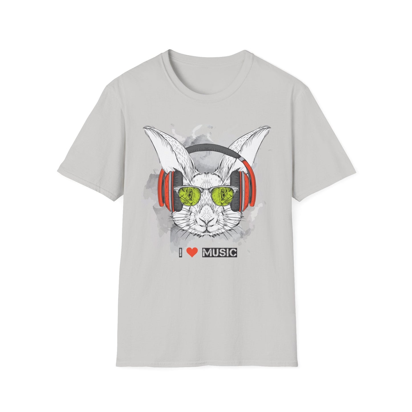 I Love Music Animals Shirt With Headphones Unisex Softstyle Tee 100 Percent Ring Spun Cotton
