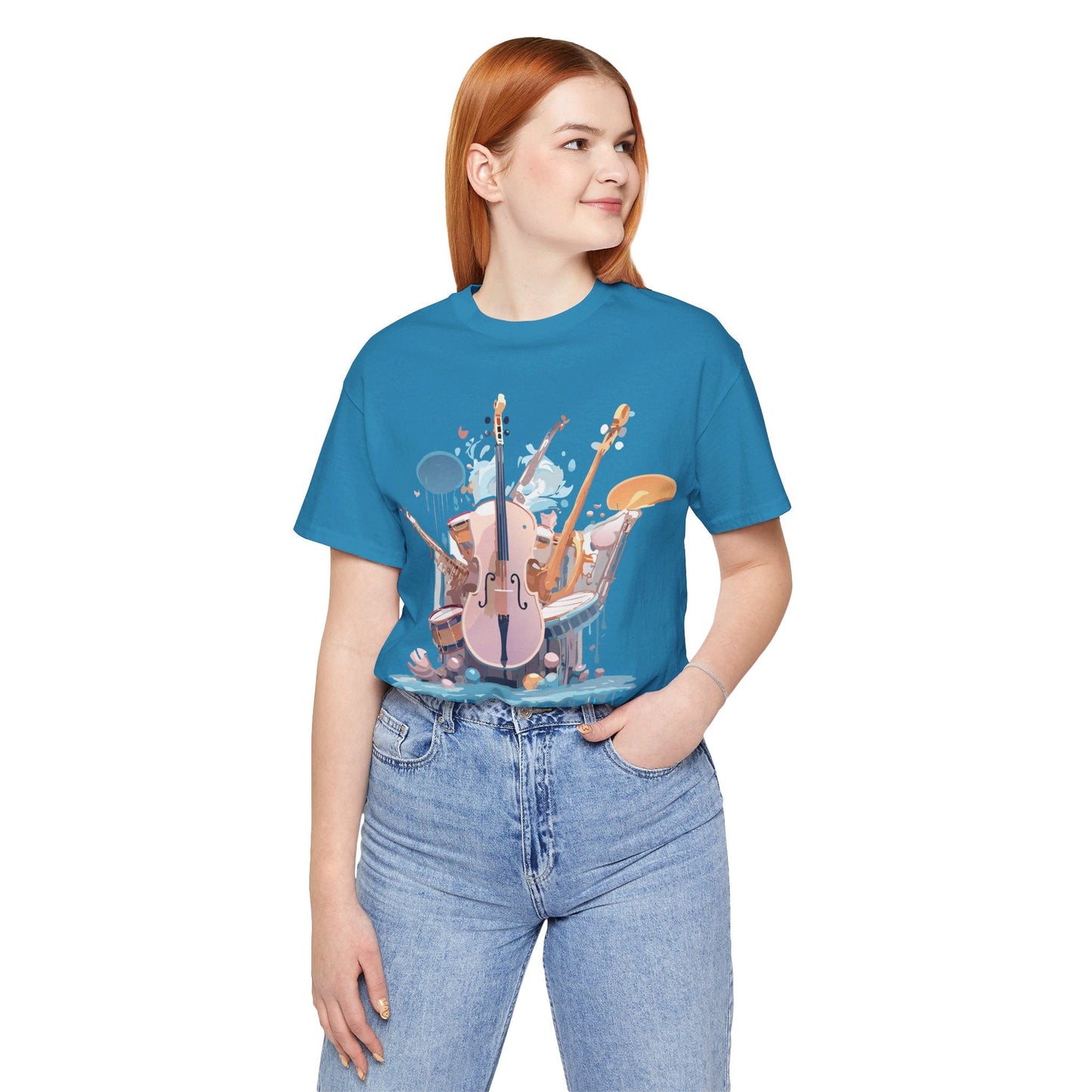 Music Graphic Unisex 100 Cotton Vintage Art with Musical Elements Tee 81