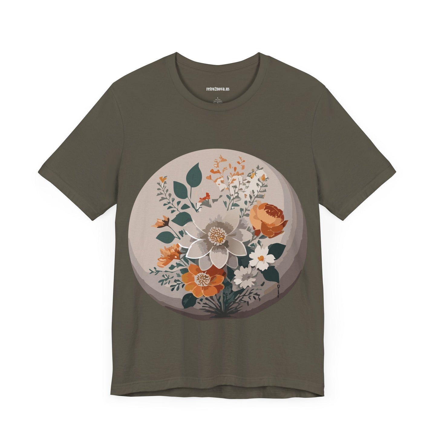 Retro2Nova Floral Shirt Unisex Short Sleeve Tee Lightweight Breathable Cotton Blend Jersey