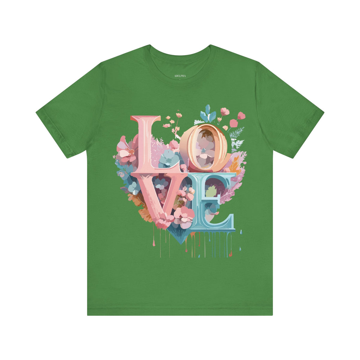 Valentine's Day Graphic Unisex Cotton Bella+Canvas Tee with Floral Art Design d121