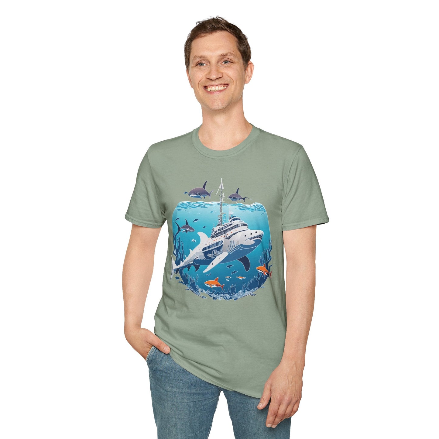 Ocean Tee Shirt Unisex Softstyle 64000 Ring Spun Cotton Art Design Tee For Everyday Comfort