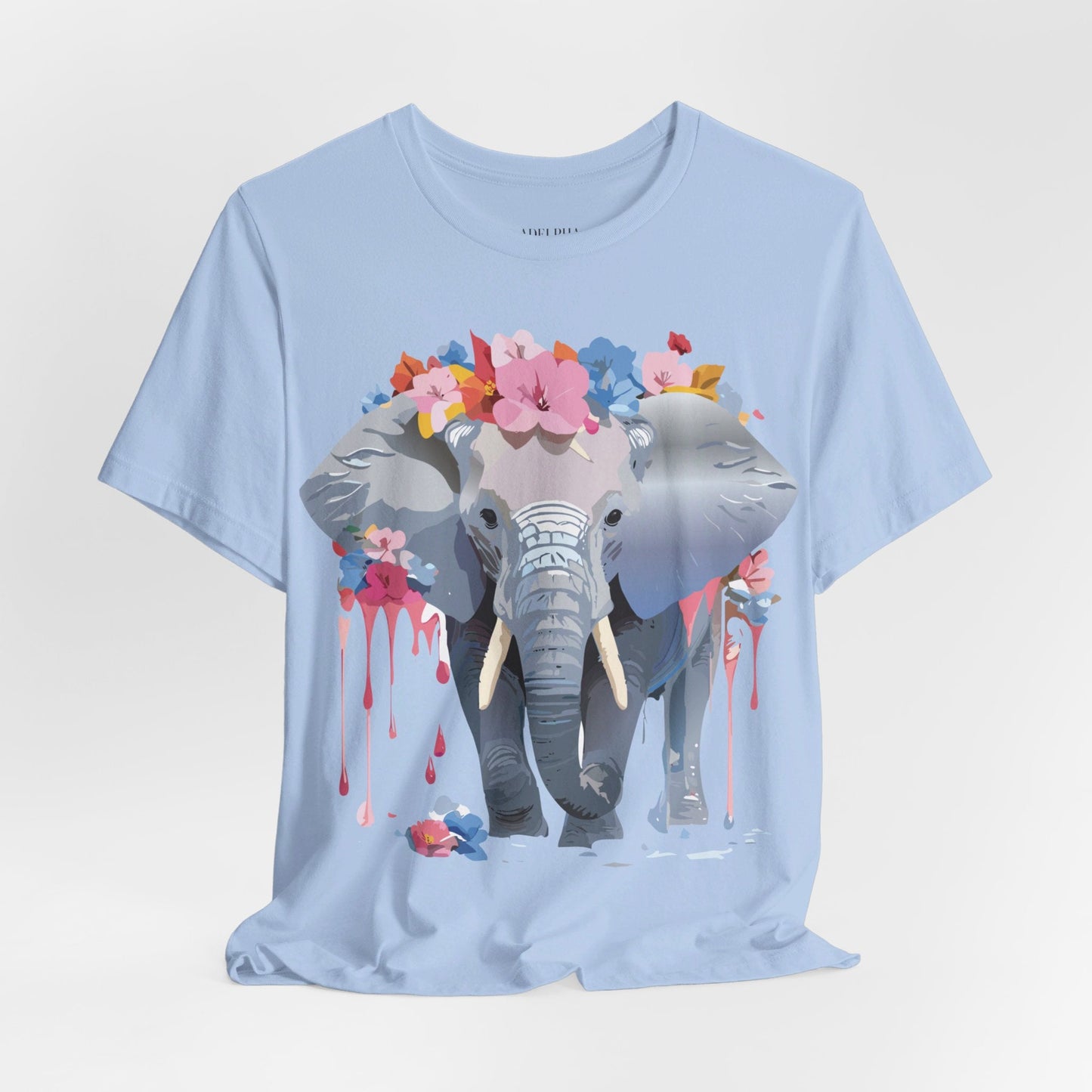 Elephant Graphic Tee Unisex Short Sleeve Jersey With Vintage Inspired Adelpha Artwork
