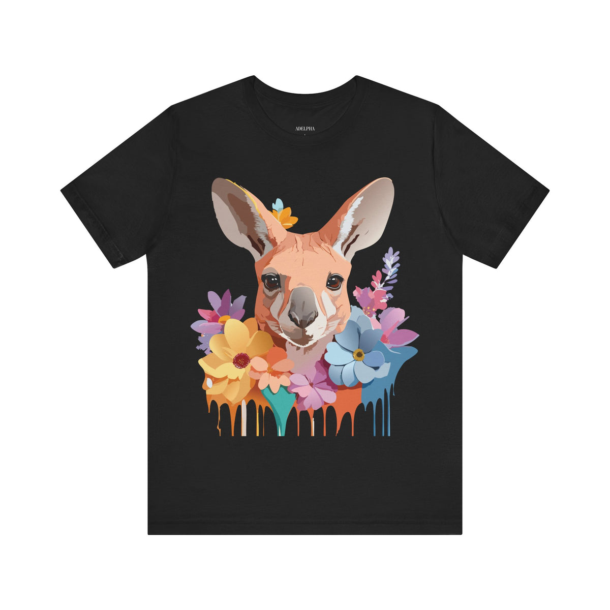 Kangaroo Graphic Unisex Cotton Bella+Canvas Tee with Art Animal Design e39