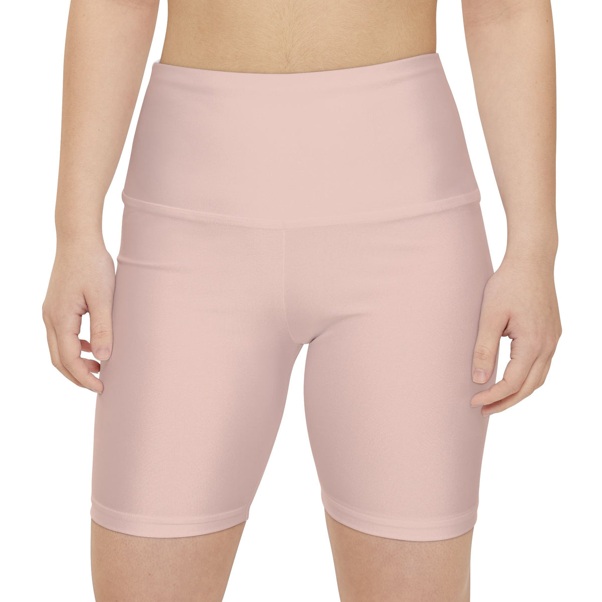 Almond Silk Beige Women's Nude Pink High-Waist Workout Shorts — Biker Fitness Activewear