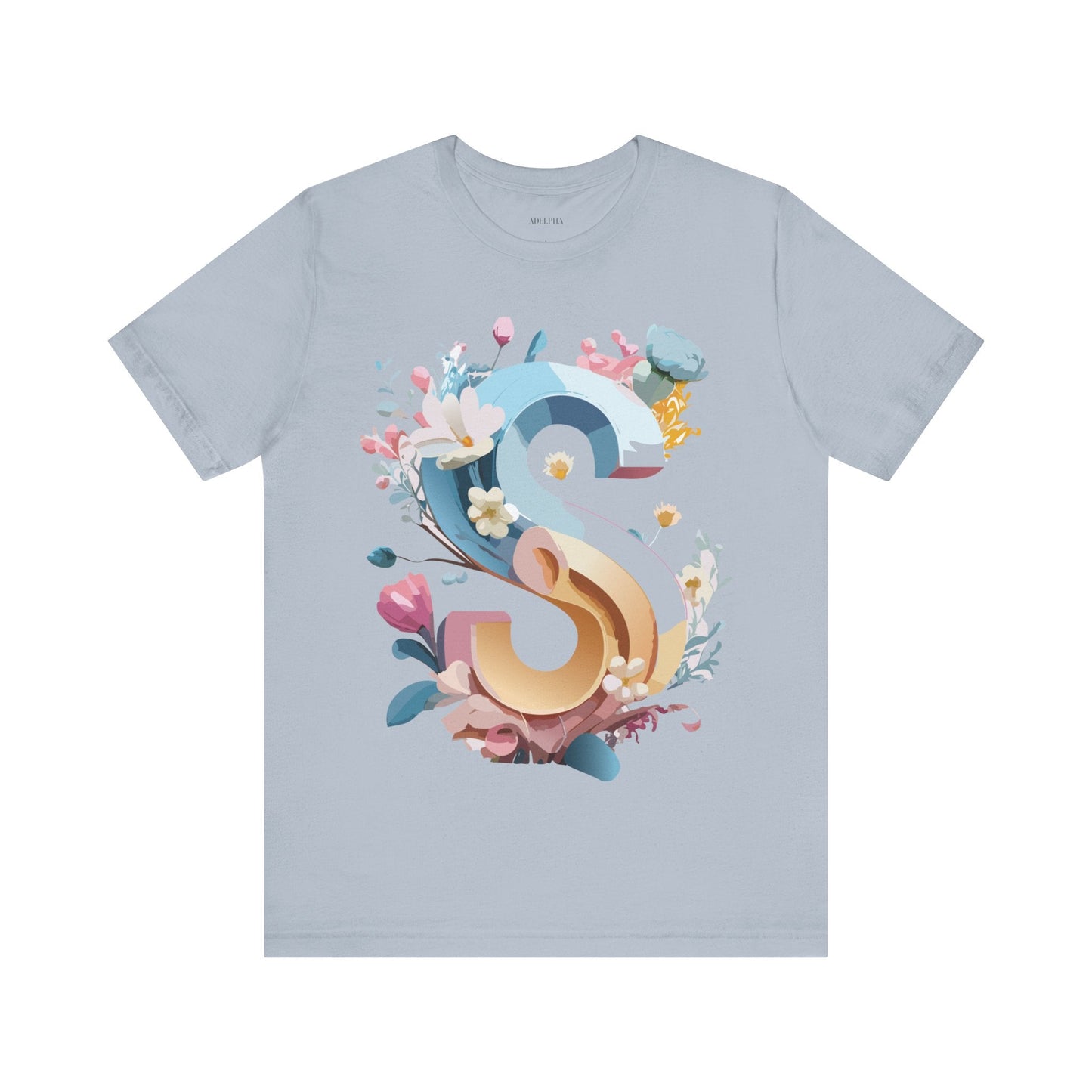 Letter S Shirt Graphic Tee Unisex Short Sleeve Vintage Inspired Adelpha Art Design