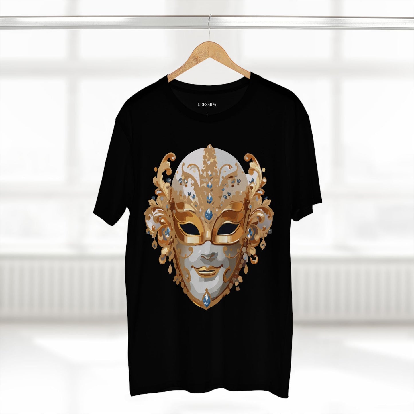 Carnival Mask Graphic T-Shirt Unisex 100 Cotton With Antique Gold Art Design Tee 20