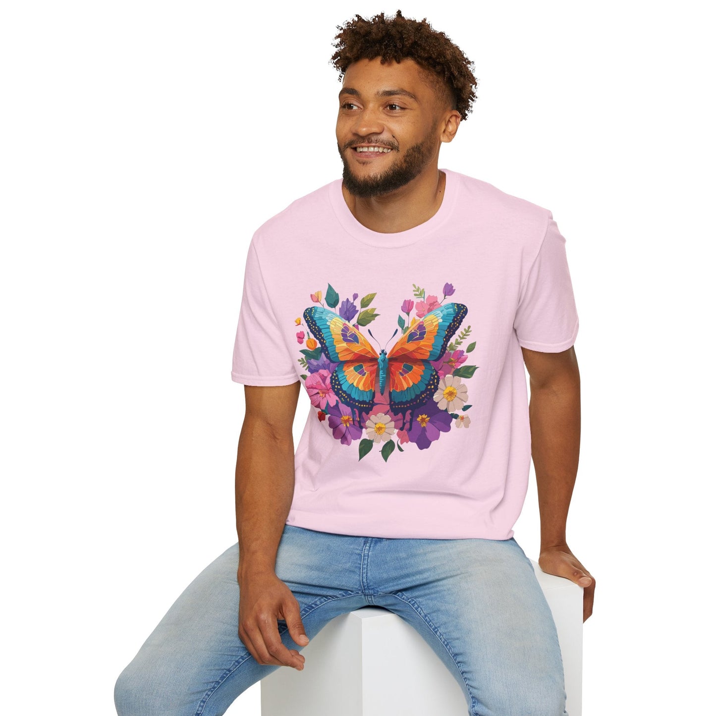 Butterfly Themed Unisex Softstyle T Shirt 100 Cotton Monarch Design Tee Gildan 64000