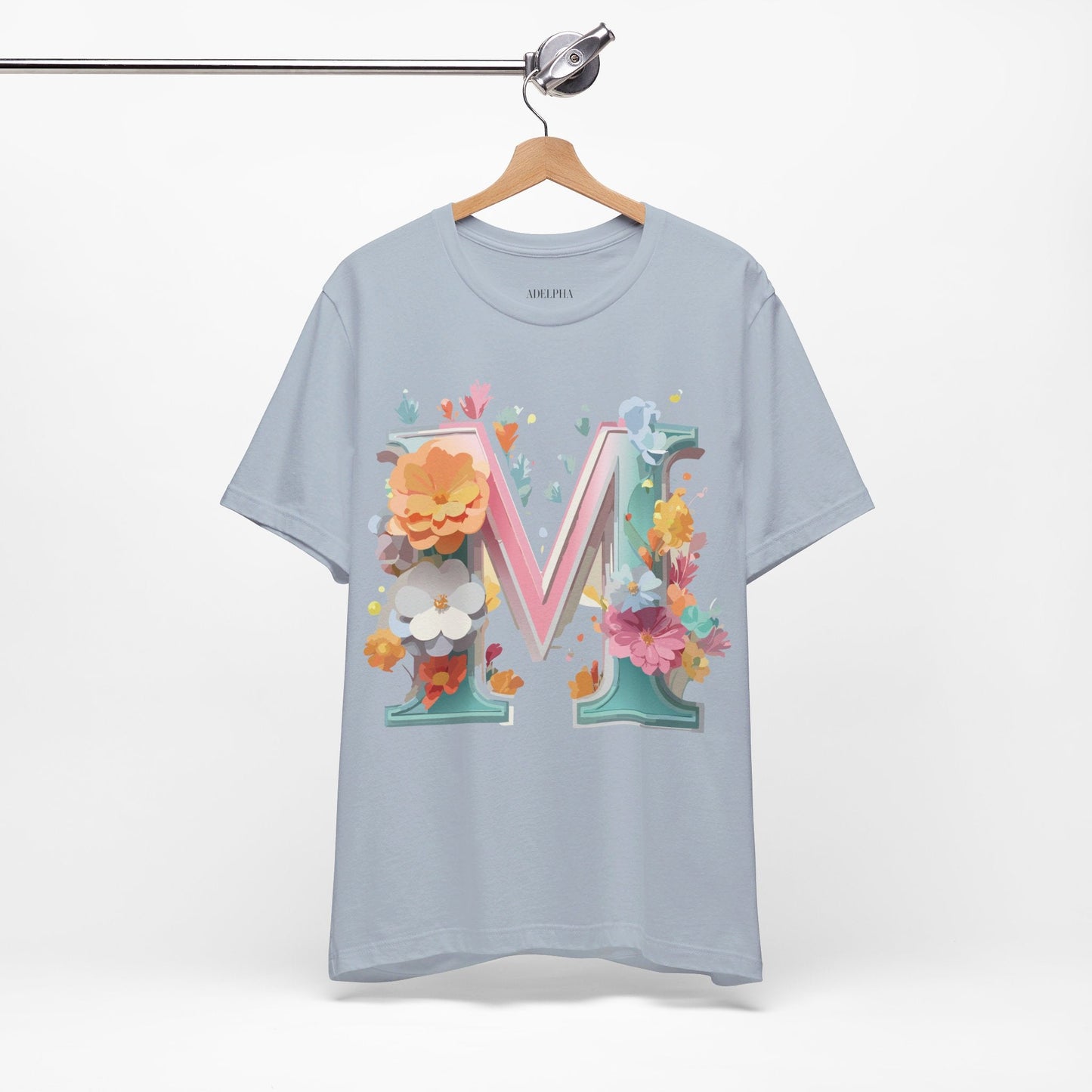 Letter M Graphic Tee Unisex Short Sleeve Shirt By Adelpha Vintage Artwork Design