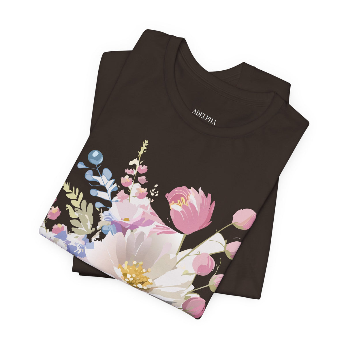 Floral Graphic Unisex Cotton Bella+Canvas Tee with Flowers Art Design n121