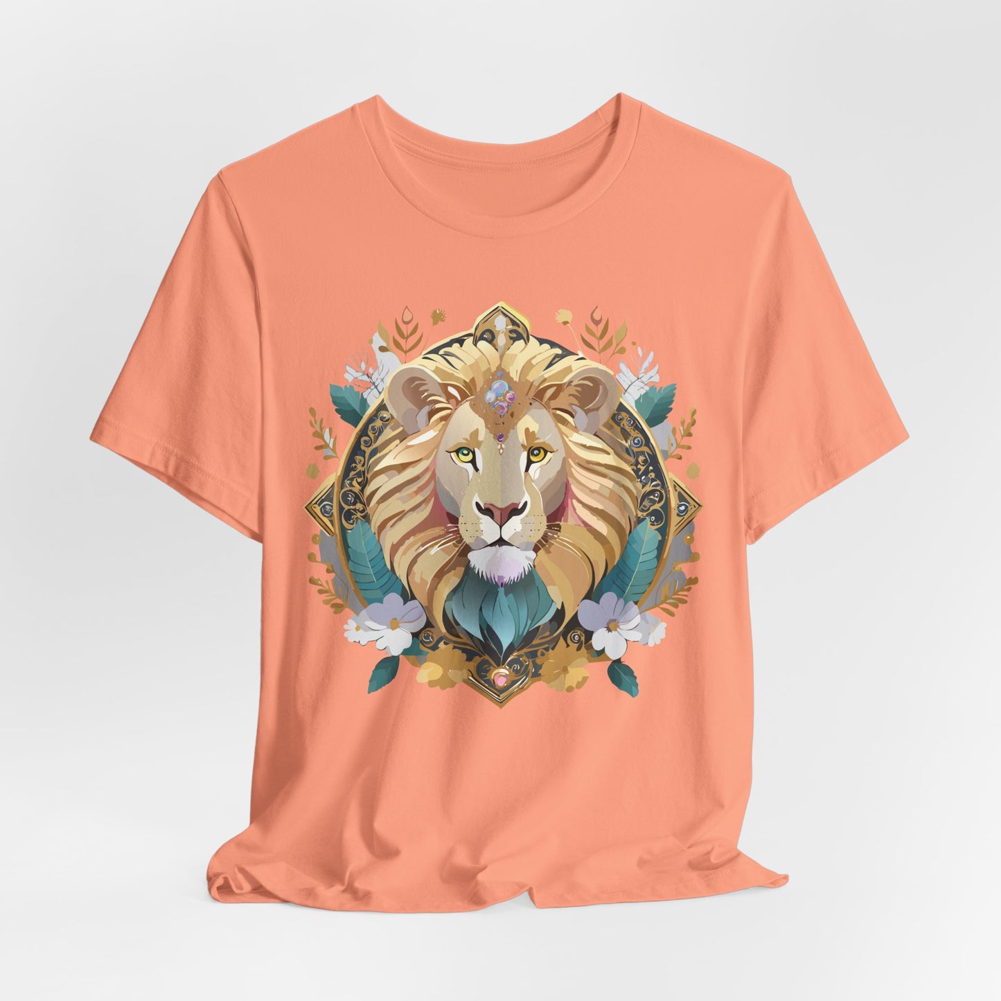 Unisex Lion Graphic Tee, Animal Shirt, Tee Shirt with Lion, Medallion T-Shirt, Animal Medallion Tees 2
