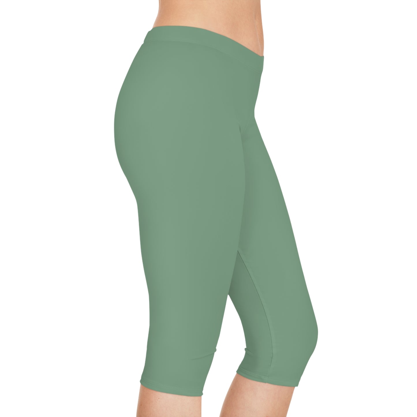 Green Color Capri Leggings, Green Capri Leggings 4