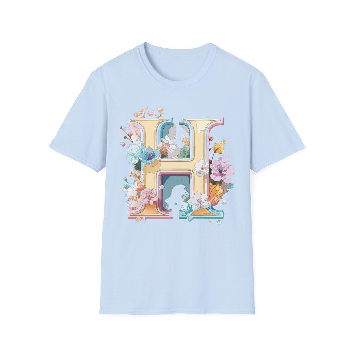 Floral Letter H Shirt | Monogram Initial H Tee