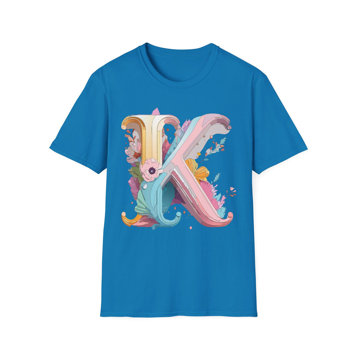 Floral Letter K T-Shirt | Botanical Monogram Tee