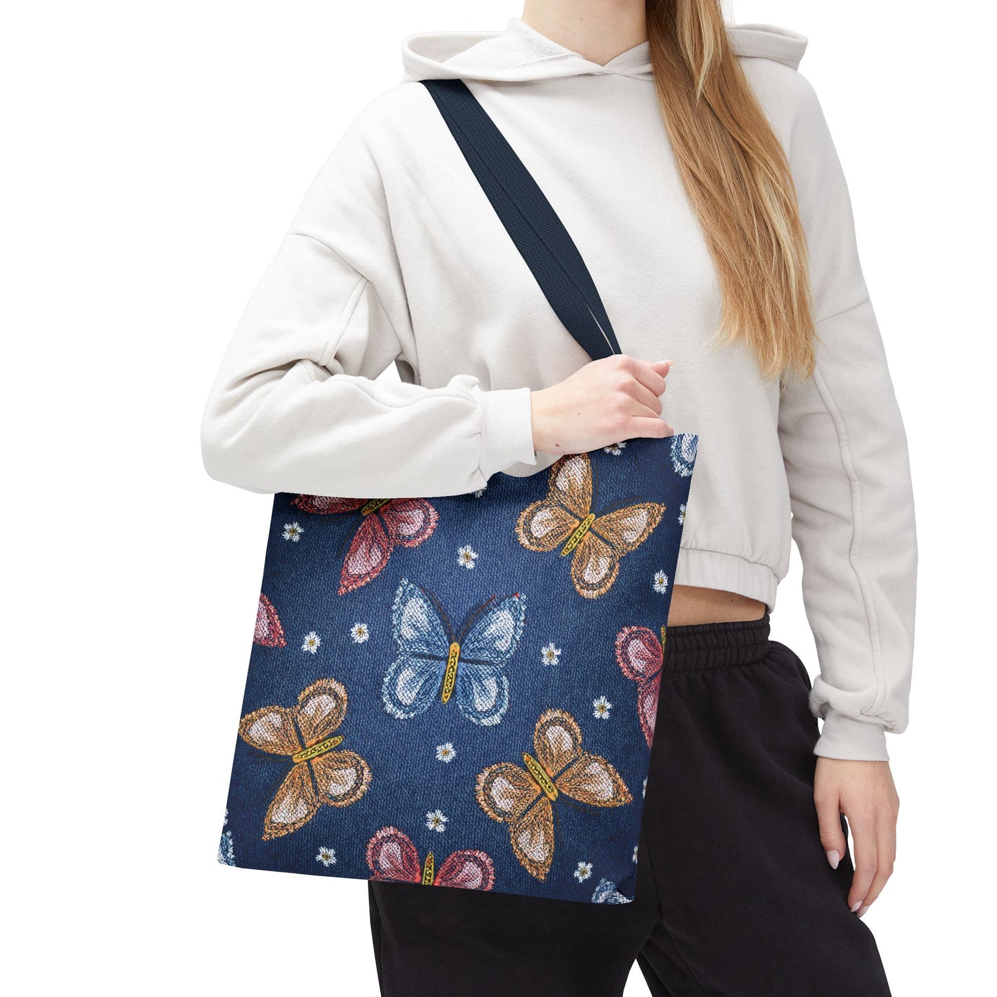 Denim Fabric Imitation Print Unisex Canvas Bag Poly Spun 3 Sizes Tote Bag 171