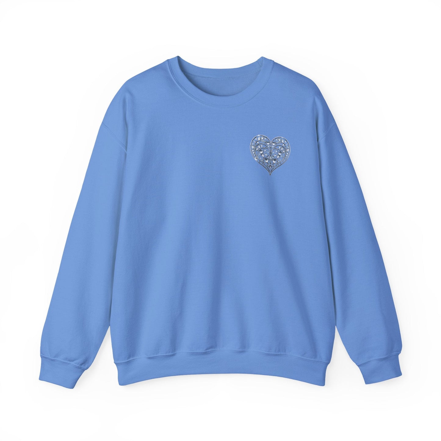 Crystal Heart Sweatshirt Unisex Fifty Fifty Cotton Poly Valentine Day Crewneck Gildan 18000