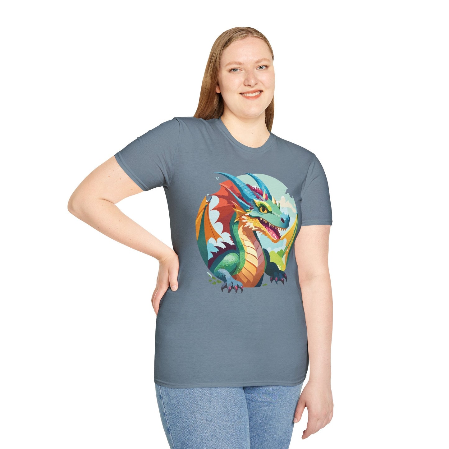 Unisex Dragon Graphic Tee By Gildan Softstyle 64000 Short Sleeve Cotton Tee Art Design