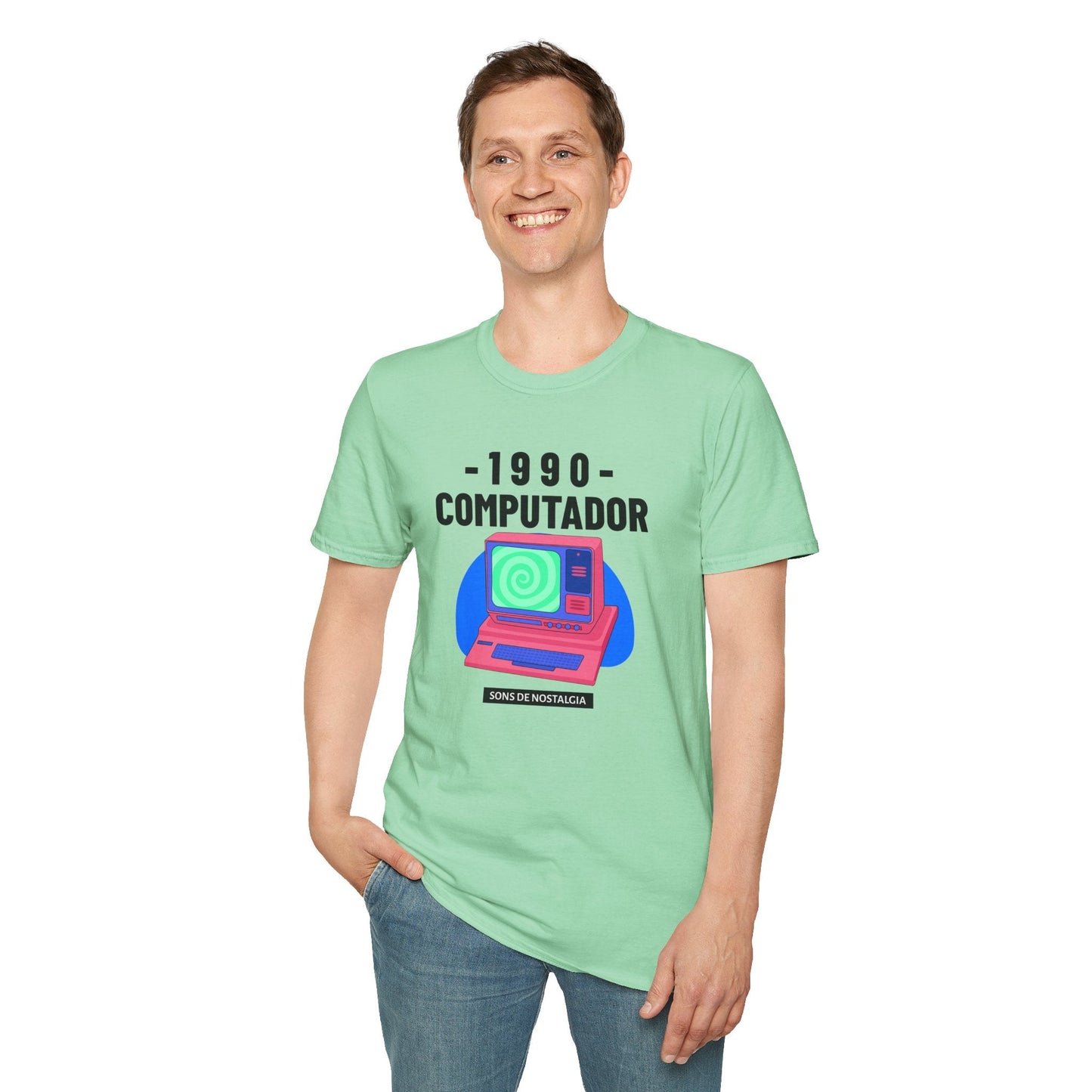 1990 Computador Retro T-Shirt Unisex Cotton Vintage Computer Graphic Tee