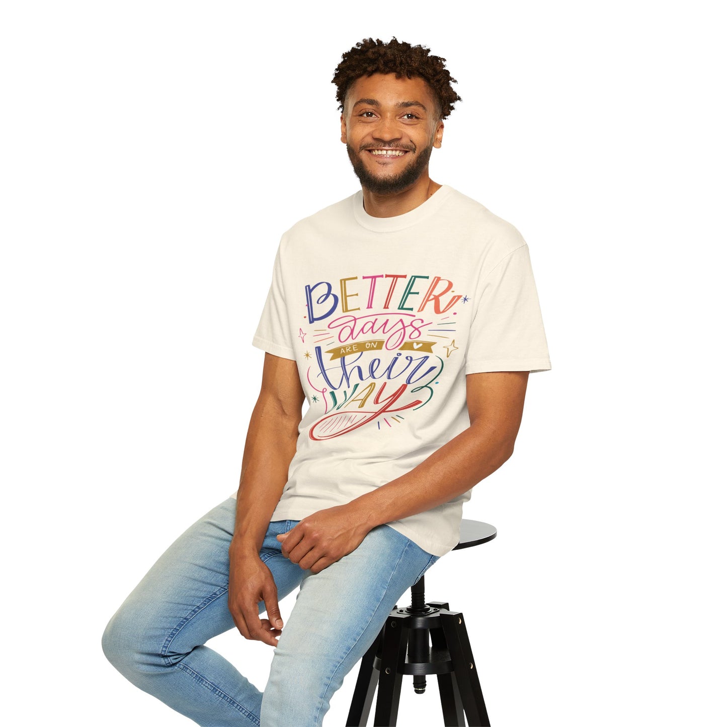 T-shirt unisexe avec design artistique et imprimé de citations positives