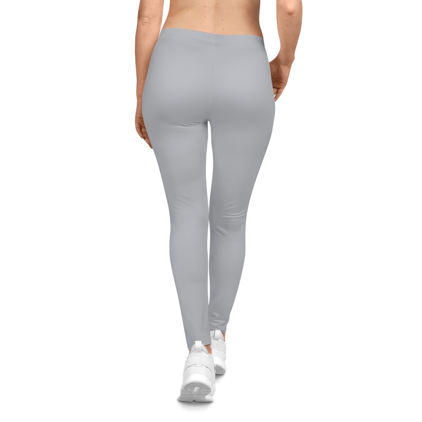 Pale Slate Grey Color Women's Poly-Span Casual Leggings Print Everyday Activewear Pants