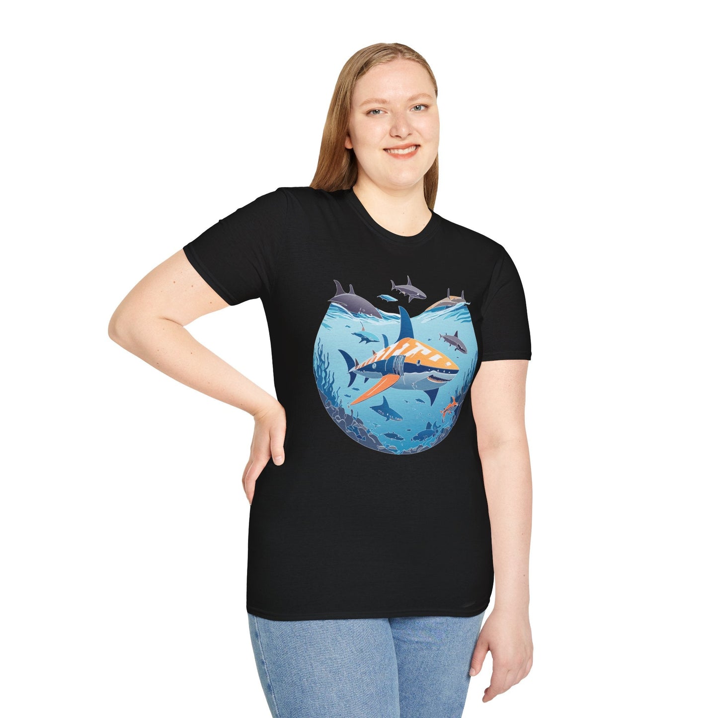 Ocean Tee Shirt Unisex Softstyle Gildan 64000 100 Percent Ring Spun Cotton Breathable U Boat Design