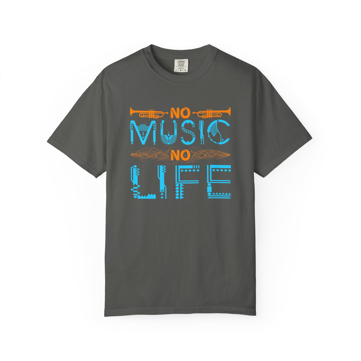 No Music No Life T-shirt Musical Instruments Typography Unisex Cotton Tee 077