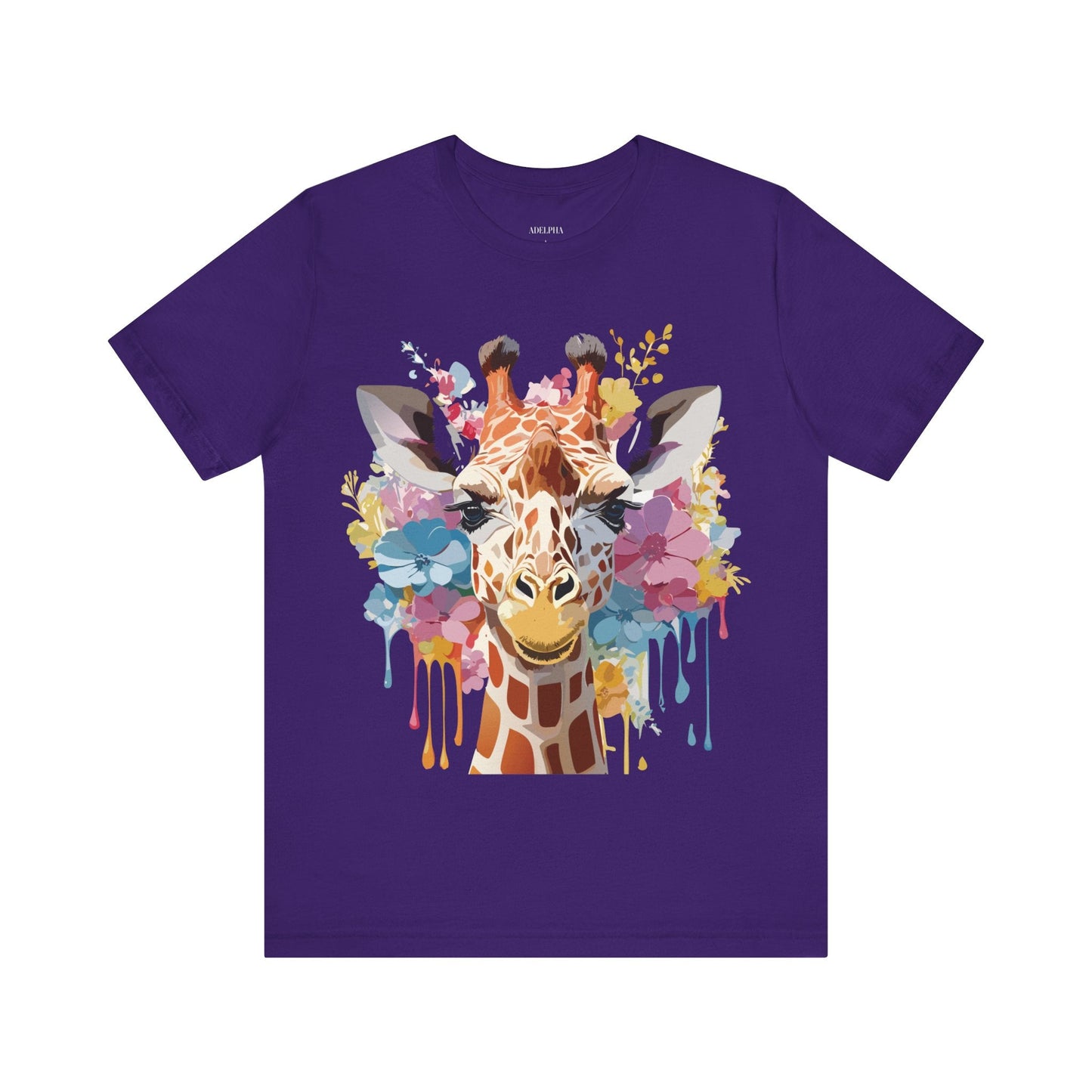 Giraffe Graphic Tee Unisex Premium Short Sleeve Jersey Shirt With Vintage Inspired Art By Adelpha