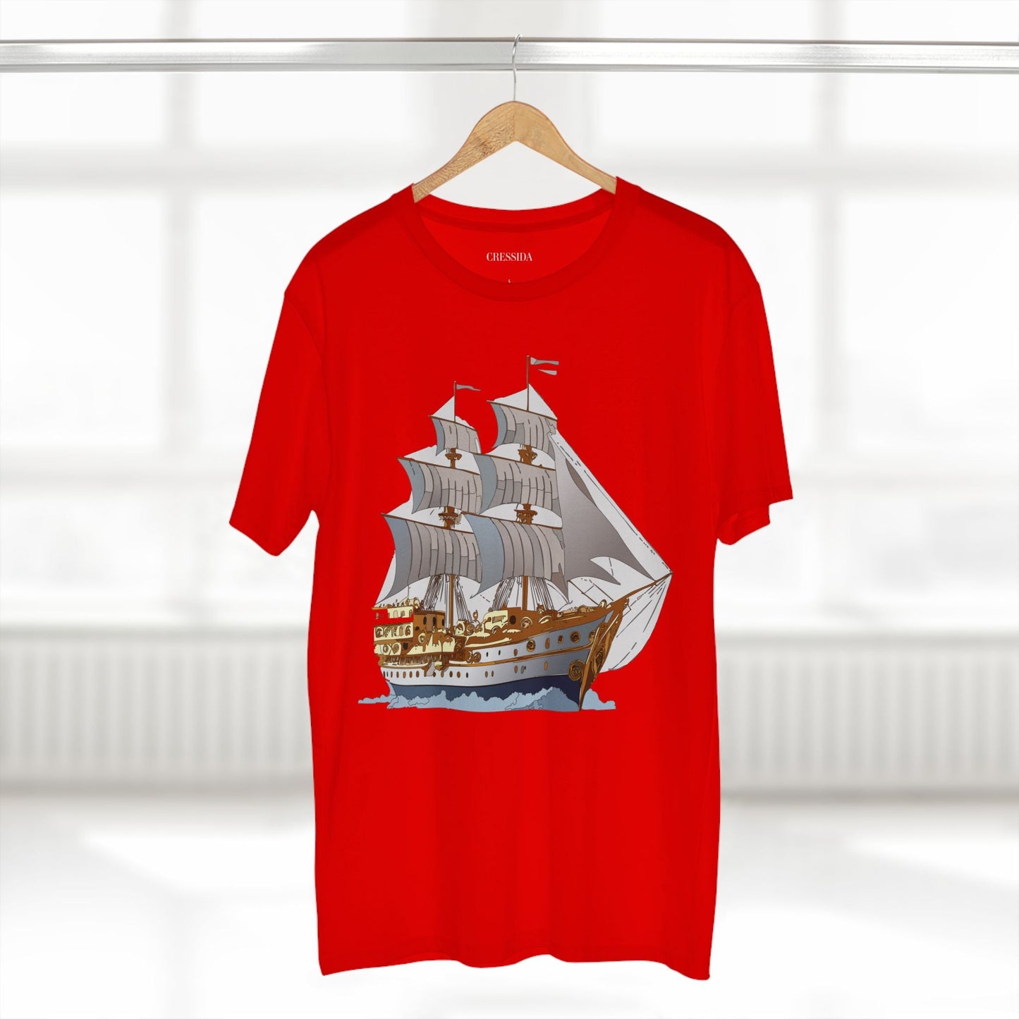Ship Graphic Unisex 100 Cotton T-Shirt with Gold Frigate Art Design 12