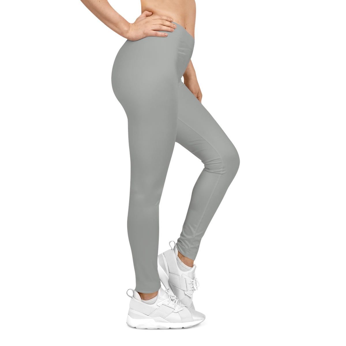 Whisper Grey Color Women's Poly-Span Casual Leggings Print Everyday Activewear Pants