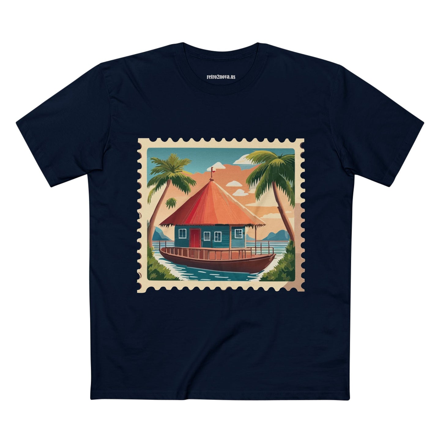 Unisex Postage Stamp Shirt Art Tee Premium Cotton By Retro2Nova Studio Collection