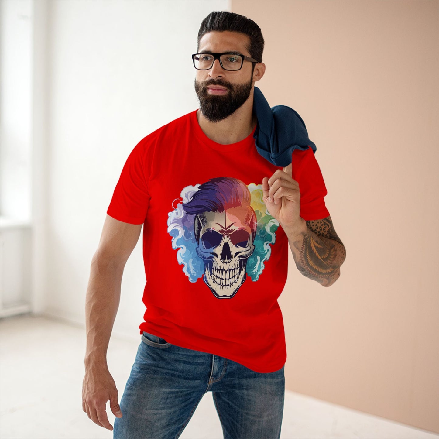 Retro2Nova Skull Shirt Unisex Premium Cotton Tee With Original Art Design Skeleton Graphic