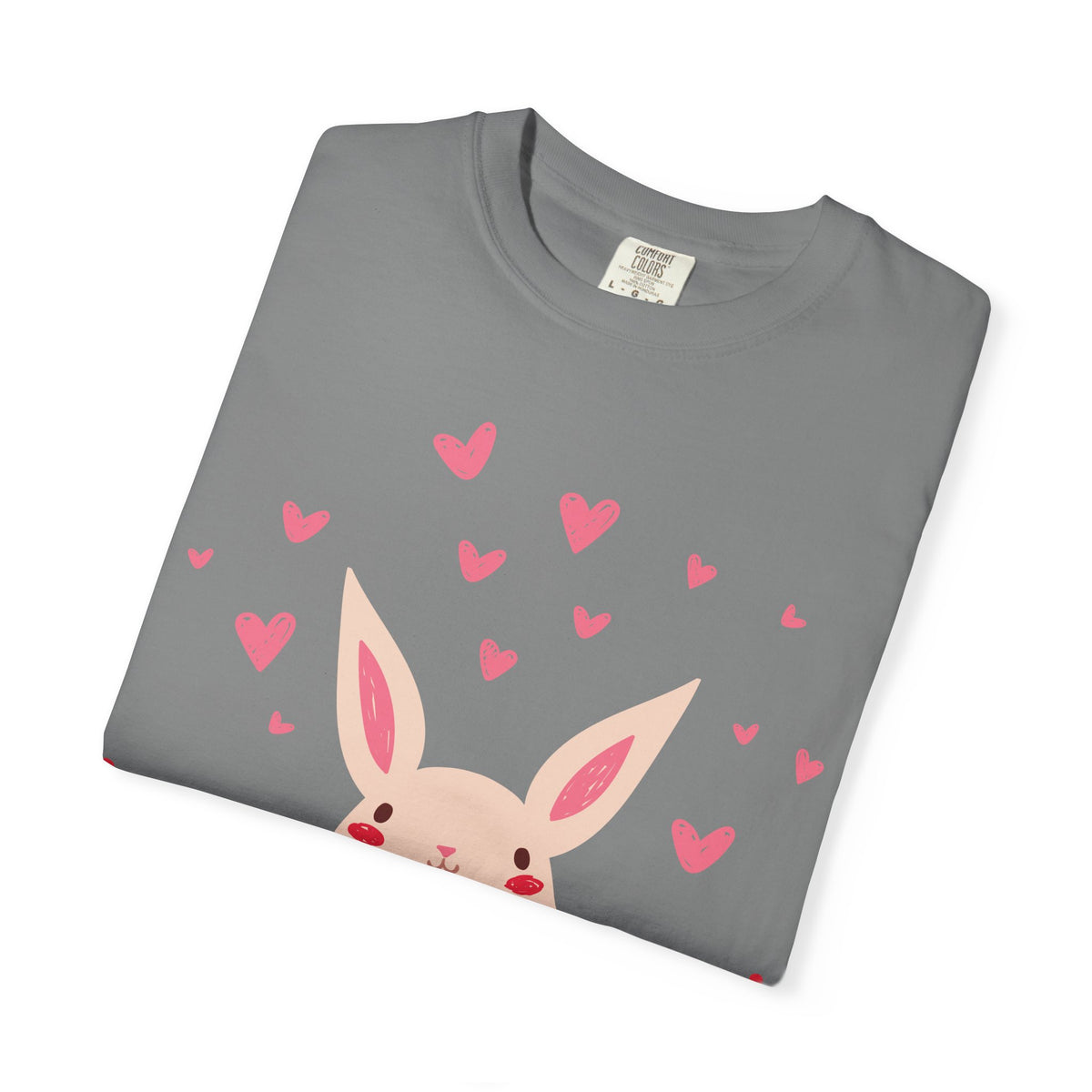 Easter Bunny Heart T-Shirt, Tee Shirt with Easter Signature, T Shirt with Easter Prints, Tee Shirt with Easter Design