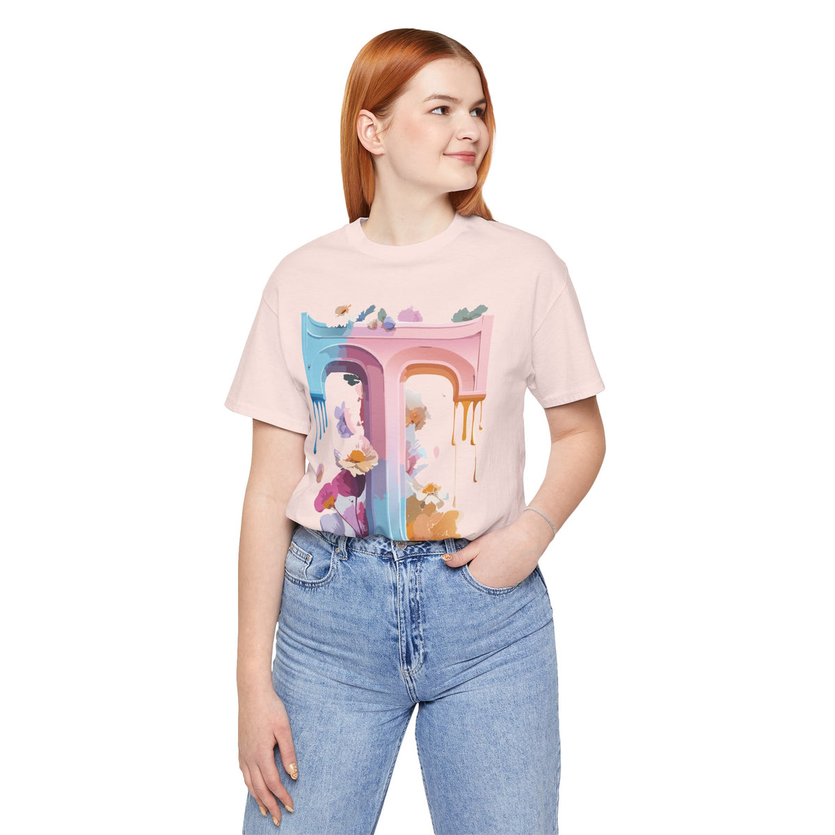 Letter T Graphic Unisex Cotton Bella+Canvas Tee with Art Letter Design