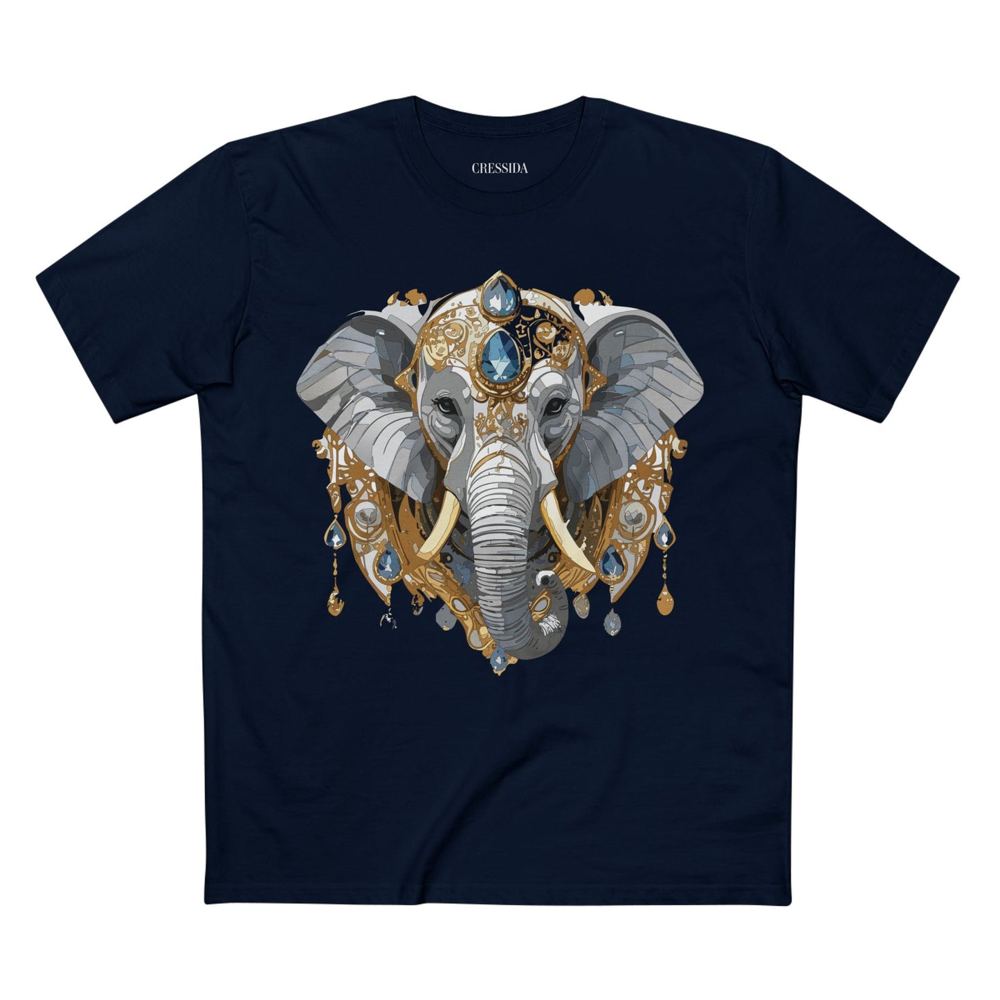Elephant Graphic Unisex 100 Cotton Tee With Unique Animal Golden Medallion Art Design 37