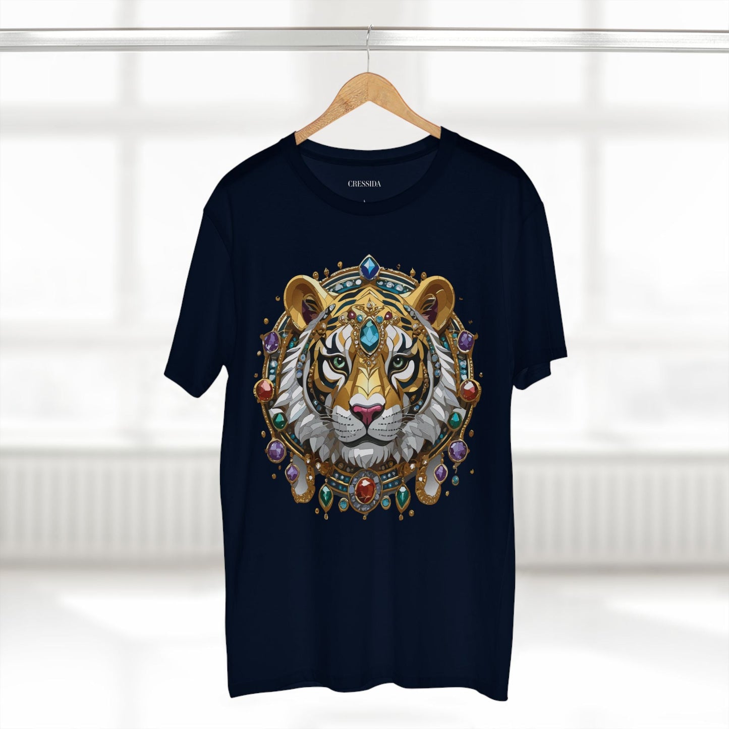 Tiger Graphic Unisex 100 Cotton Tee With Unique Animal Golden Medallion Art Design 52